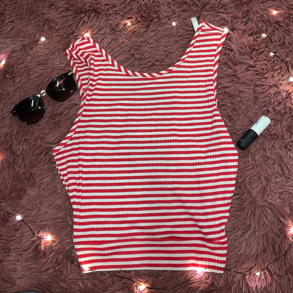 NWOT Red striped tank top crop top
